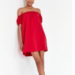 3/$25 COOPERATIVE Red Off The Shoulder A-Line Dress.Size M